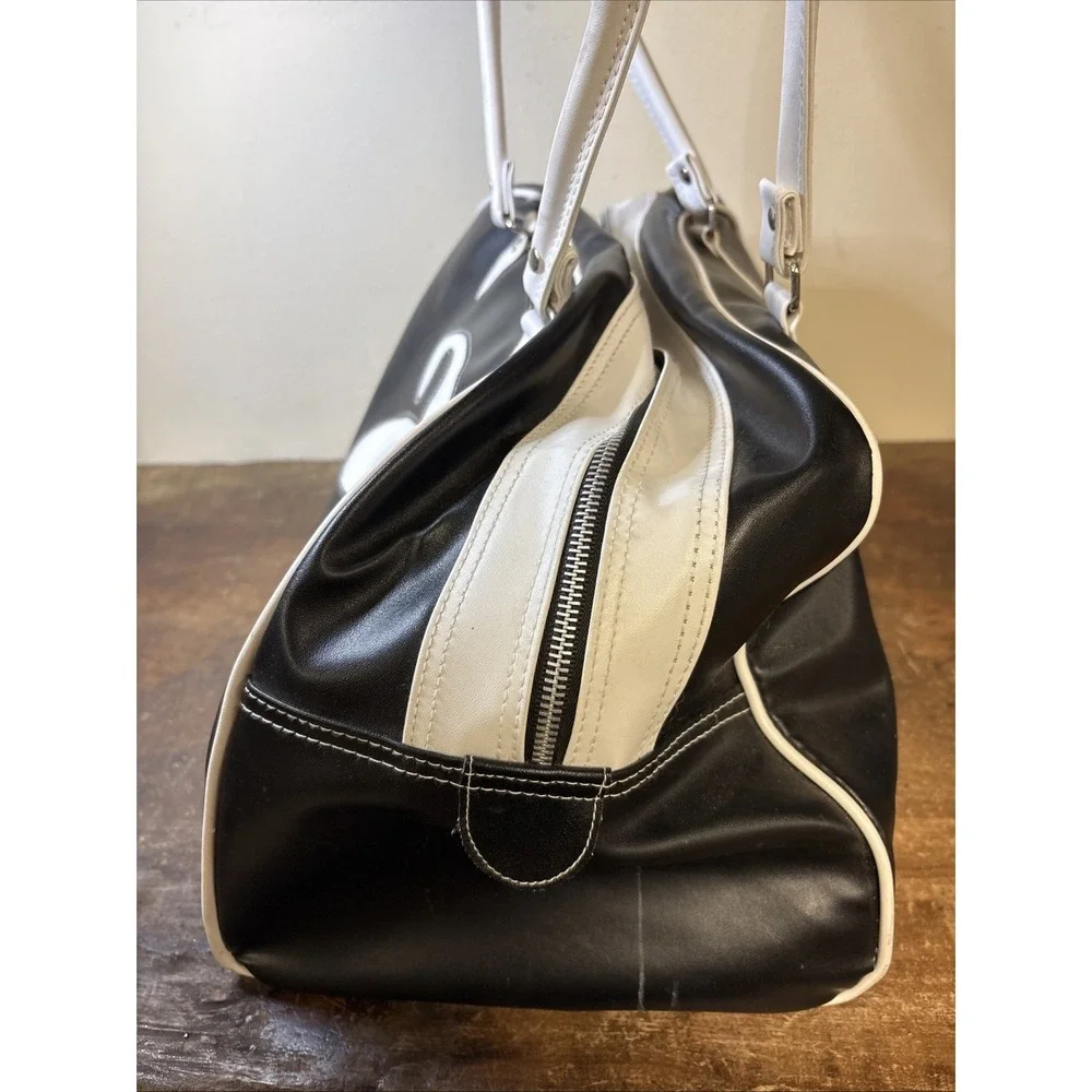 Vtg Y2K Monogram Duffel Bag 2 Handles Black White 